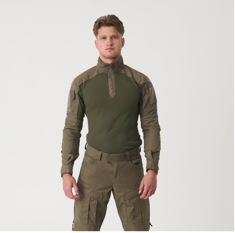 HELIKON MAGLIA MILITARE TATTICA MCDU COMBAT SHIRT NYCO RIPSTOP - RAL 7013 / OLIVE GREEN