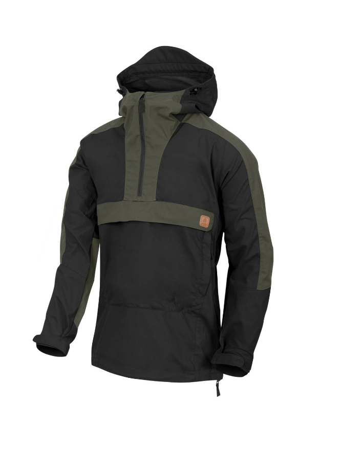 HELIKON GIACCA SOFTSHELL WOODSMAN ANORAK JACKET - BLACK/TAIGA GREEN